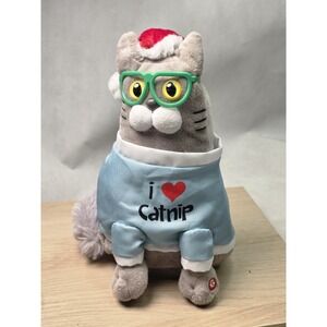 Gemmy 10" Animated Cat Glasses I Love Cat Nip Catnip Plush Toy Works!